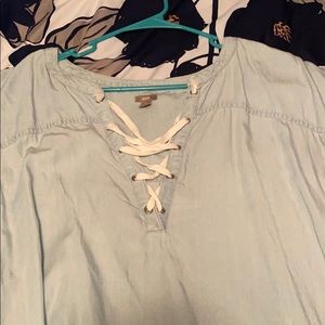 Lace-up jean dress